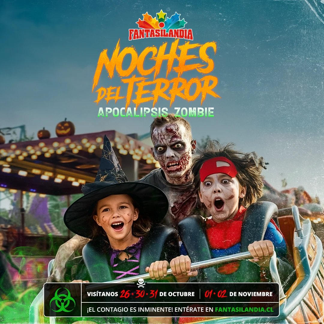 Pieza de campaña versión familiar: niños disfrazados y un zombie