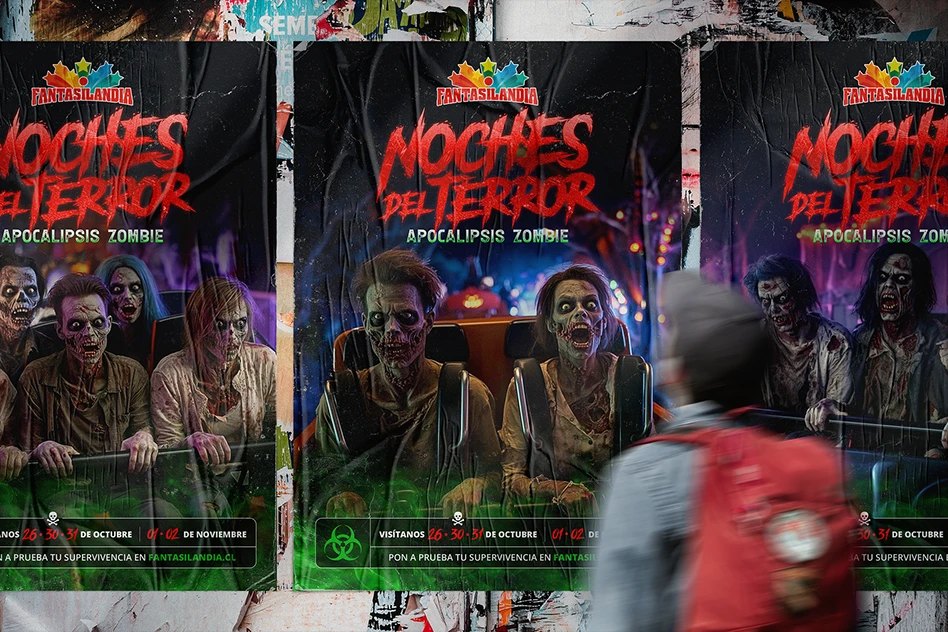 Vía pública: afiches de Apocalipsis Zombie en la calle